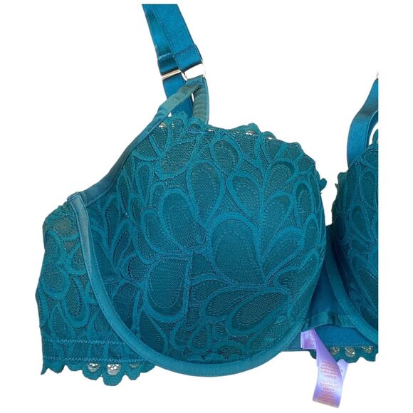 Savage X Fenty size 40 DDD Not Sorry Lightly Lined Lace Balconette Bra in Green - Picture 6 of 12